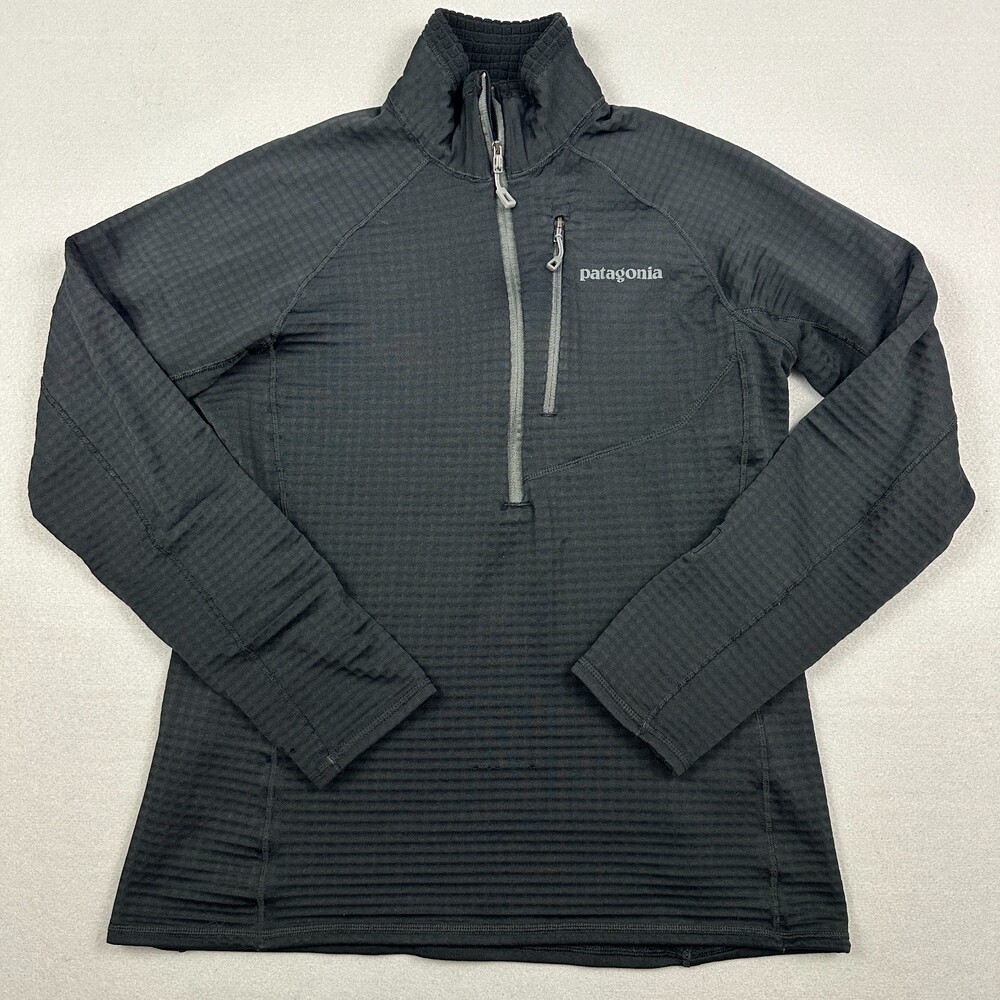 Patagonia Sweater Women Small Black 1/4 Zip Fleece Thermal Hiking Outdoor S *